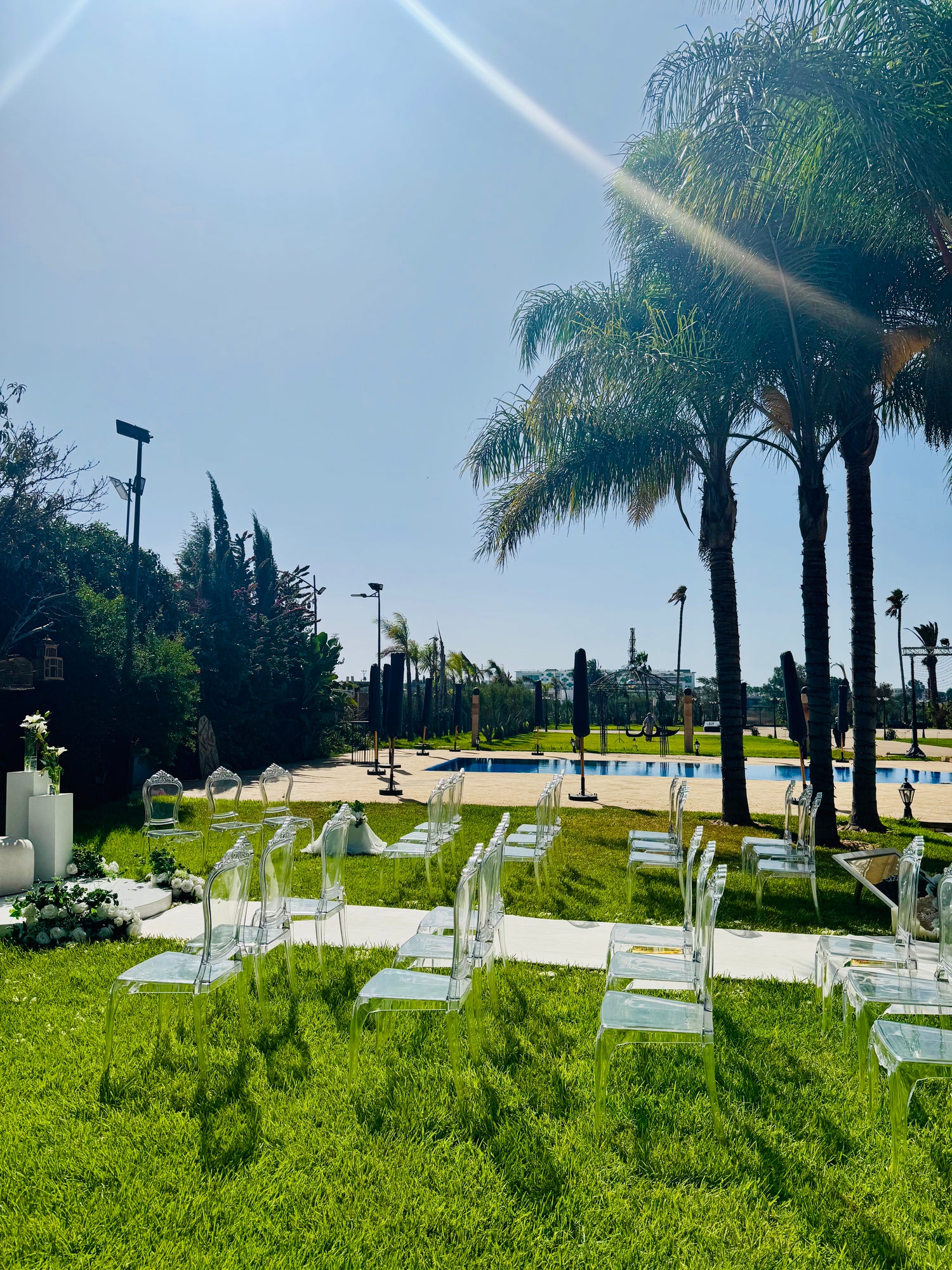 Décoration de mariage élégante à Dar Laaziza, salle de réception et salle de fête à Casablanca.